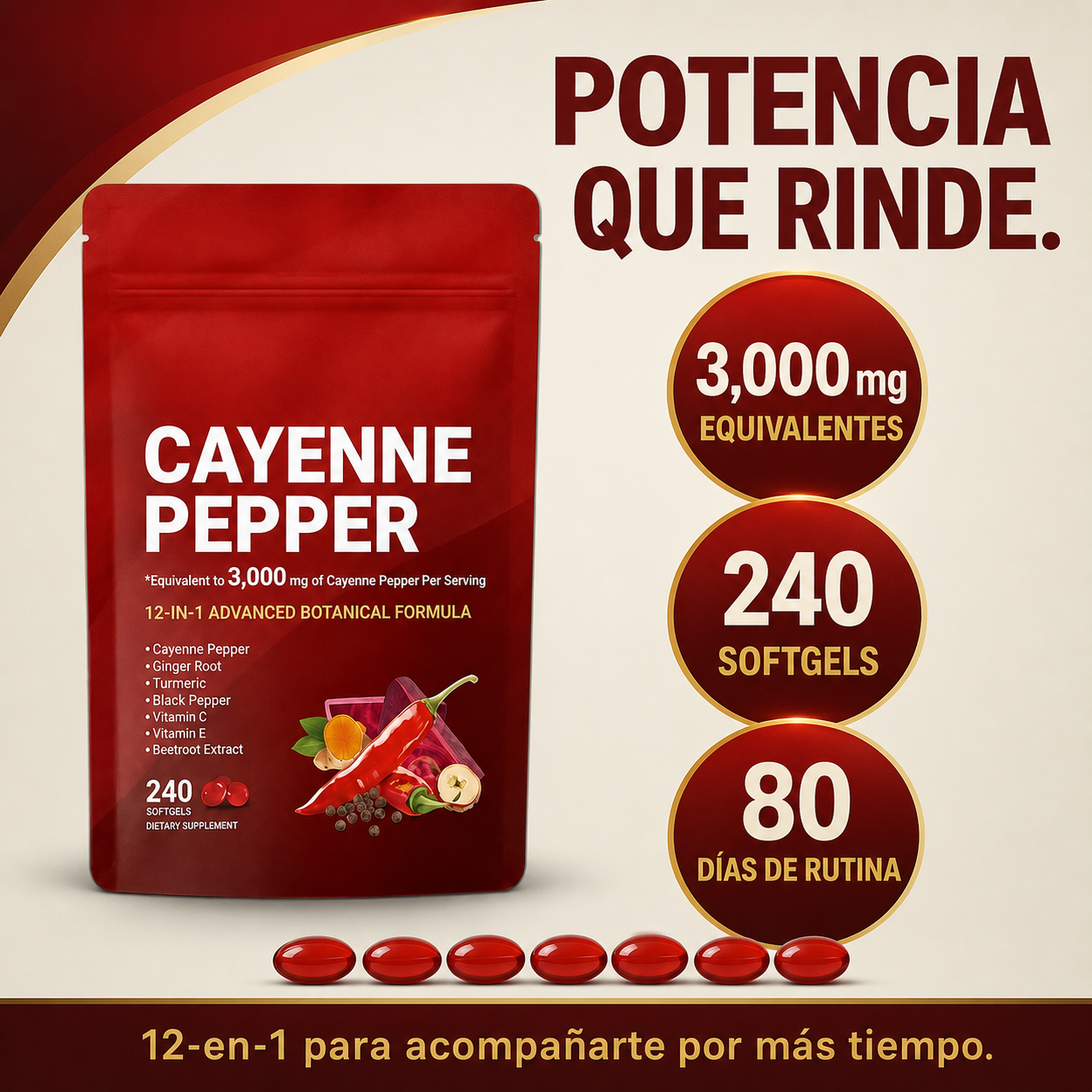 Cayenne Pepper 12-in-1 Advanced Botanical Formula – 240 Softgels