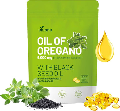 Vivonu Oil of Oregano with Black Seed Oil – 300 Softgels