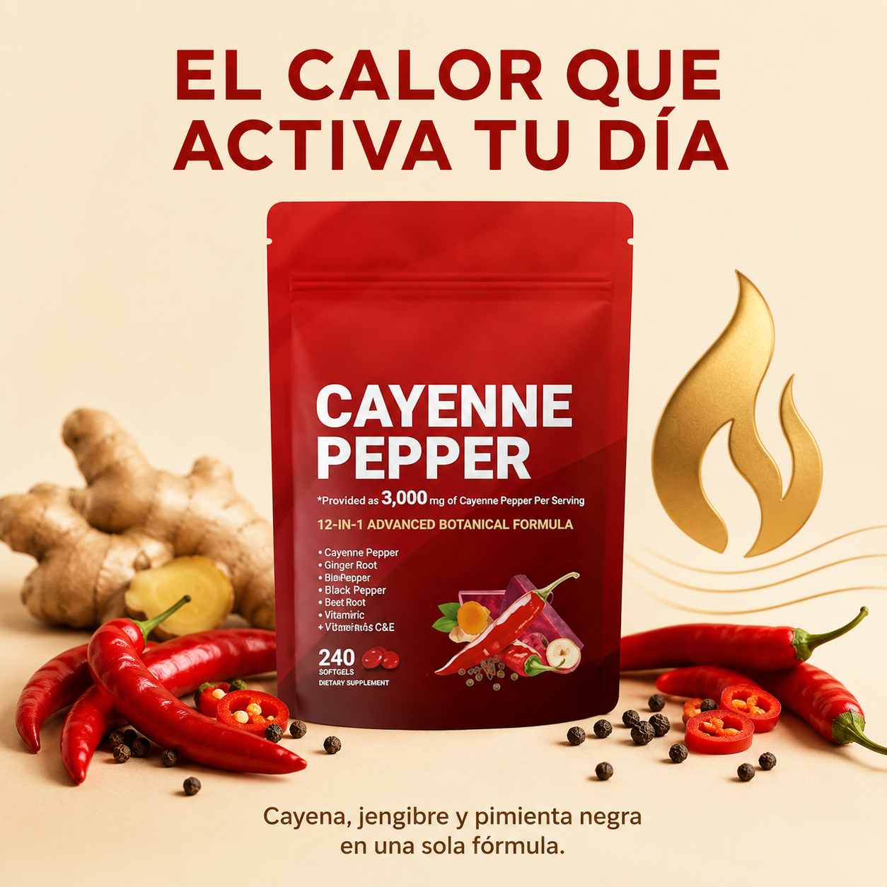 Cayenne Pepper 12-in-1 Advanced Botanical Formula – 240 Softgels