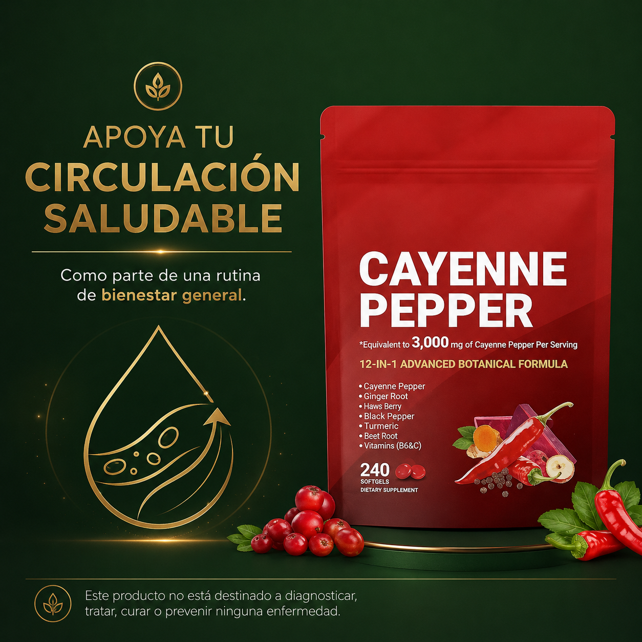 Cayenne Pepper 12-in-1 Advanced Botanical Formula – 240 Softgels