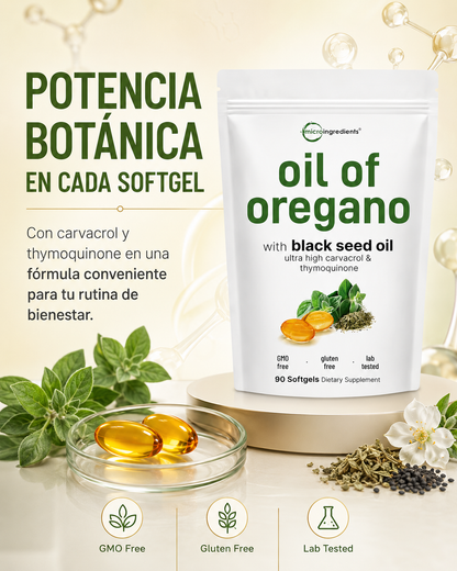Micro Ingredients Oil of Oregano with Black Seed Oil – 90 Softgels