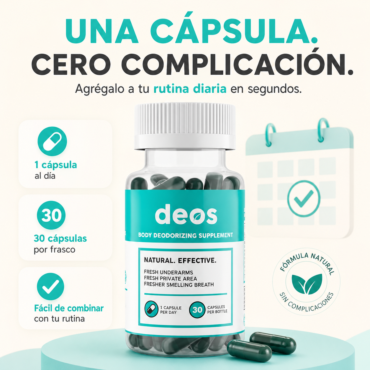DEOS Body Deodorizing Supplement 30 Cápsulas | Natural Hubb Panamá