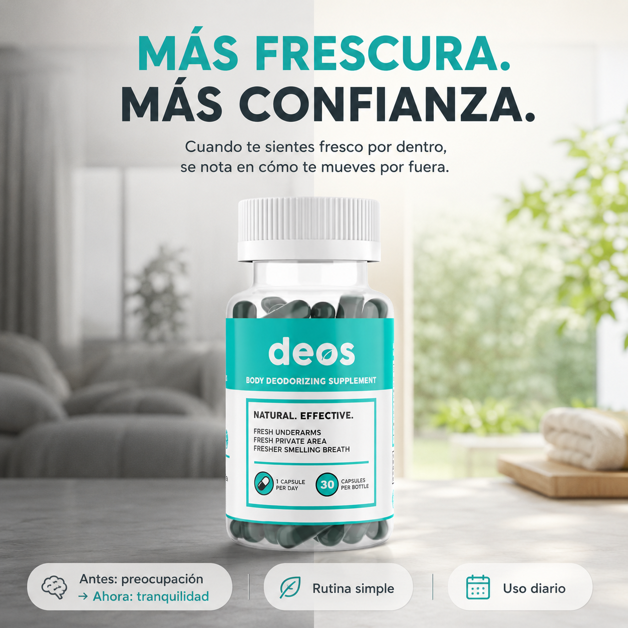 DEOS Body Deodorizing Supplement 30 Cápsulas | Natural Hubb Panamá