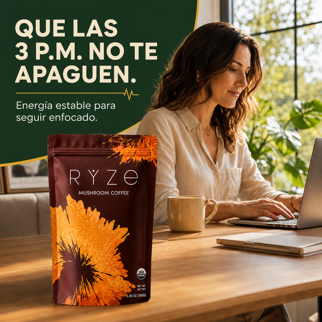 RYZE Mushroom Coffee - Café de Hongos Orgánico (30 porciones)
