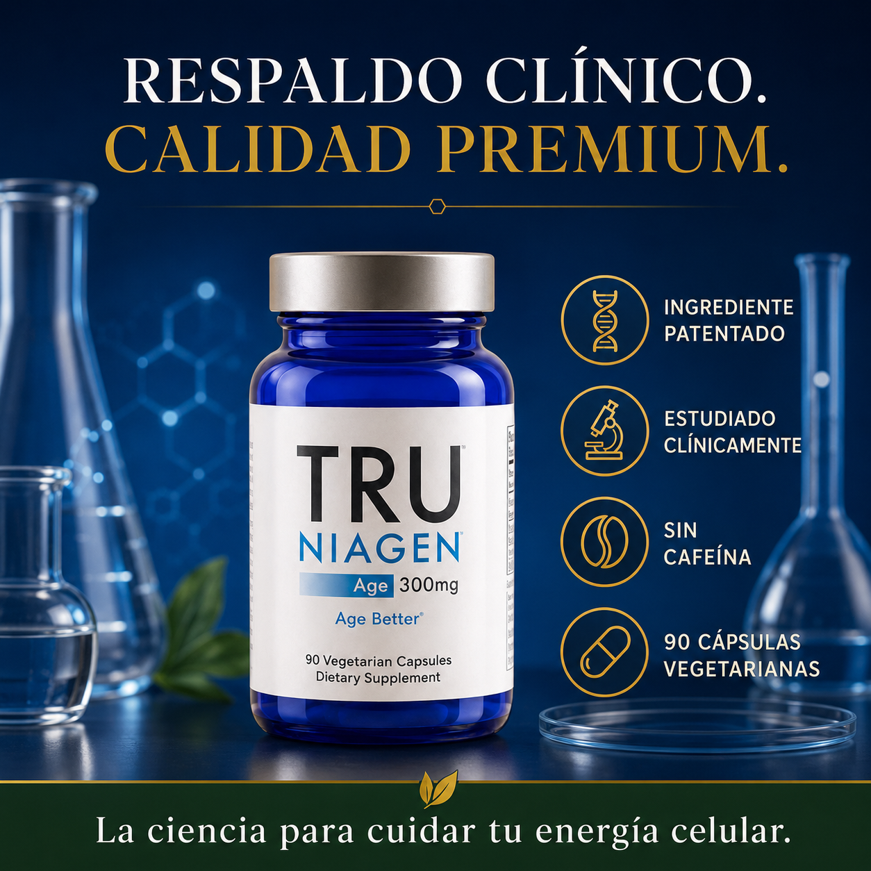 TRU Niagen 300mg – Suplemento NAD+ (90 cápsulas)