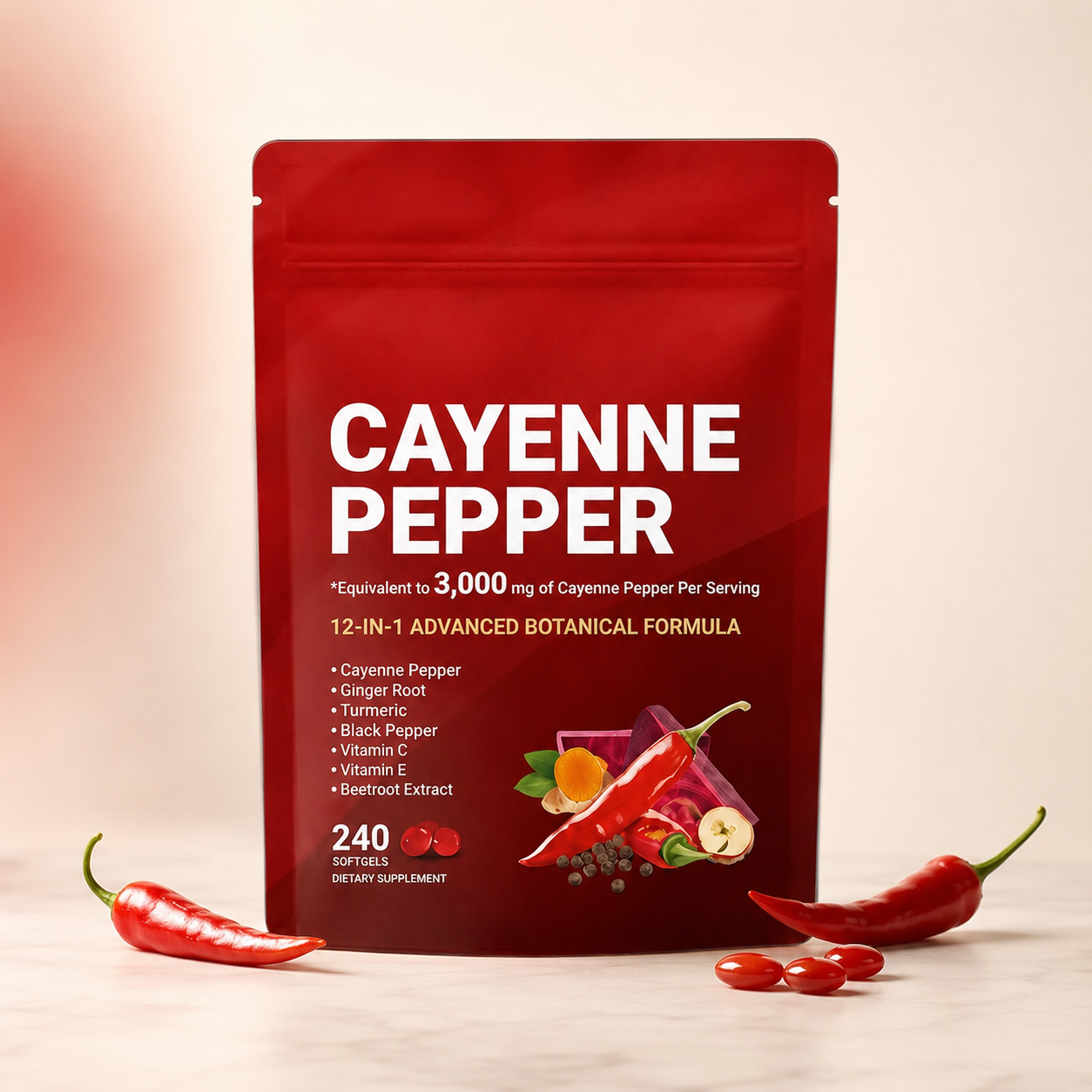 Cayenne Pepper 12-in-1 Advanced Botanical Formula – 240 Softgels