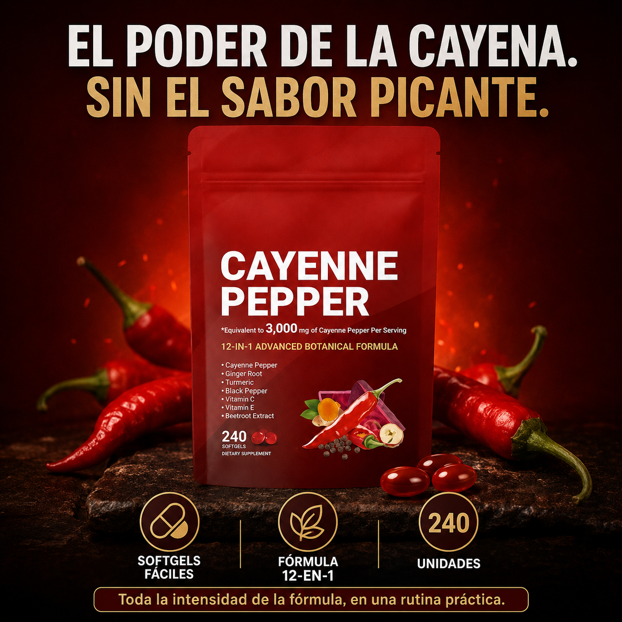 Cayenne Pepper 12-in-1 Advanced Botanical Formula – 240 Softgels