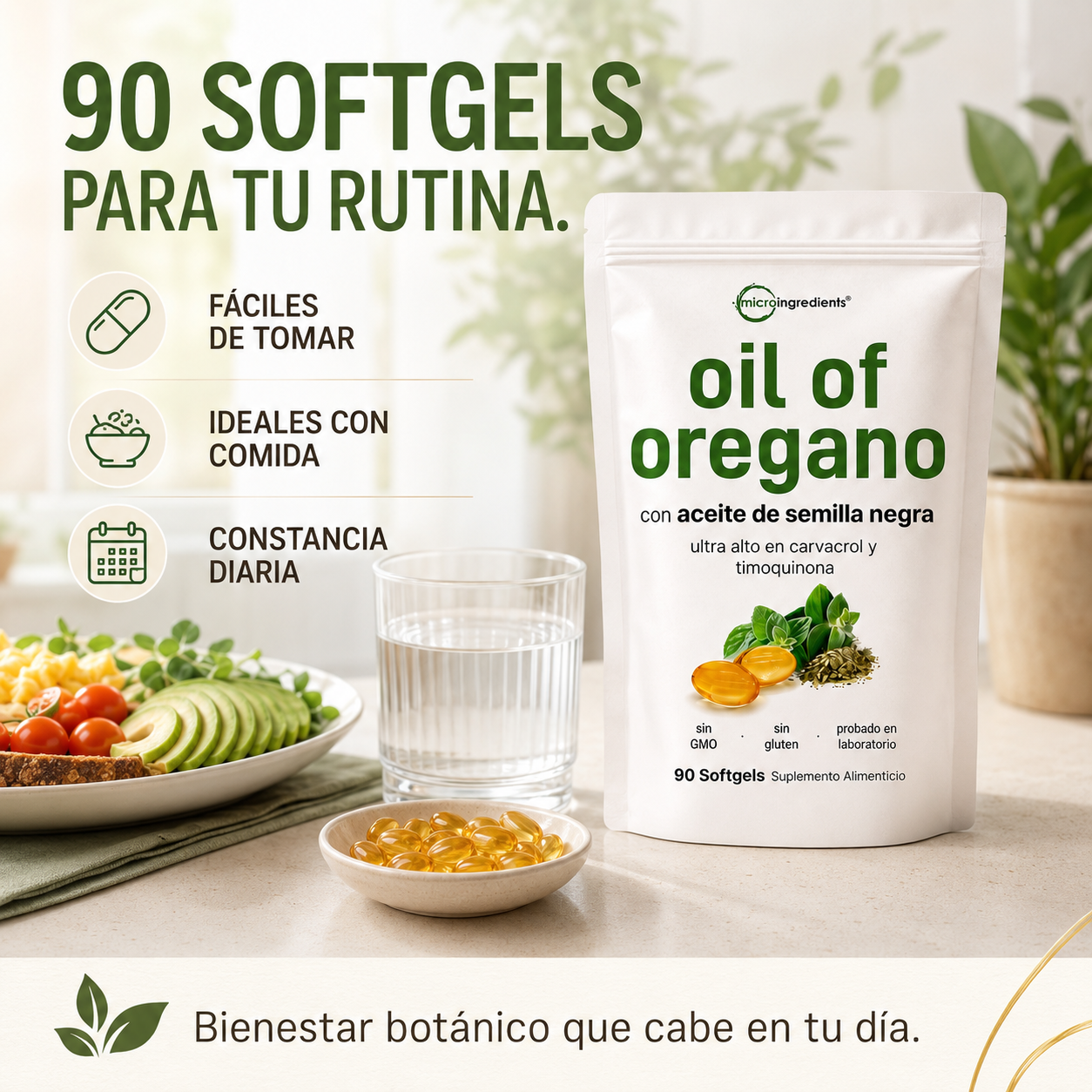 Micro Ingredients Oil of Oregano with Black Seed Oil – 90 Softgels