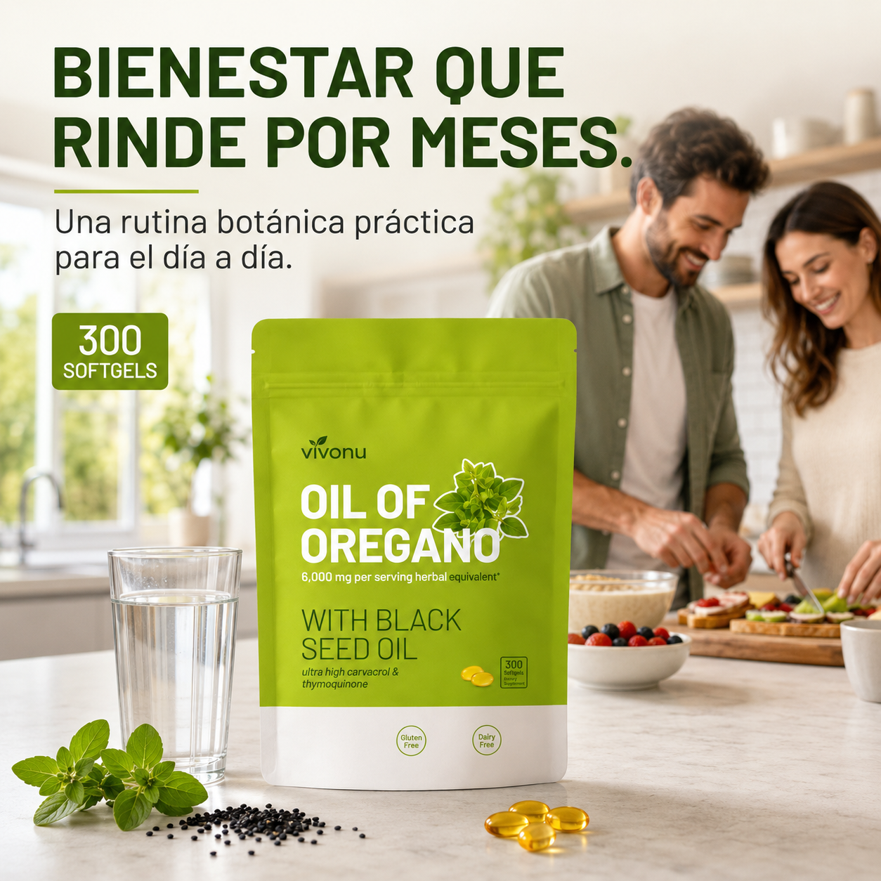 Vivonu Oil of Oregano with Black Seed Oil – 300 Softgels