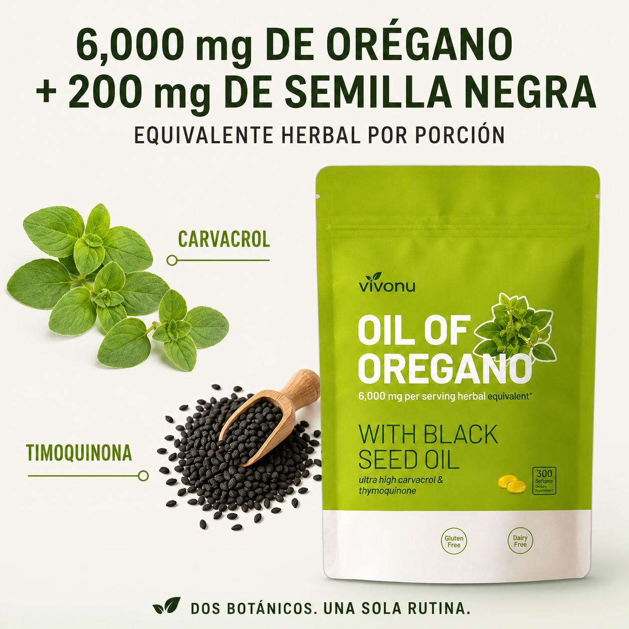 Vivonu Oil of Oregano with Black Seed Oil – 300 Softgels