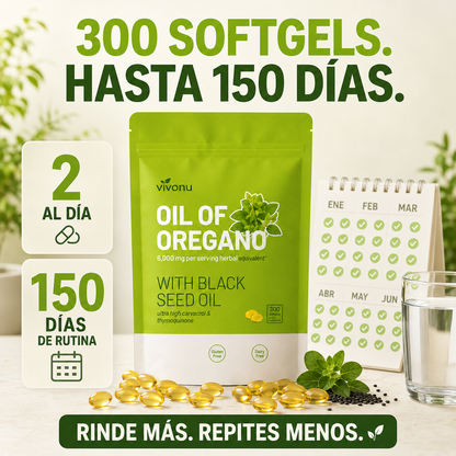 Vivonu Oil of Oregano with Black Seed Oil – 300 Softgels