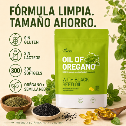 Vivonu Oil of Oregano with Black Seed Oil – 300 Softgels