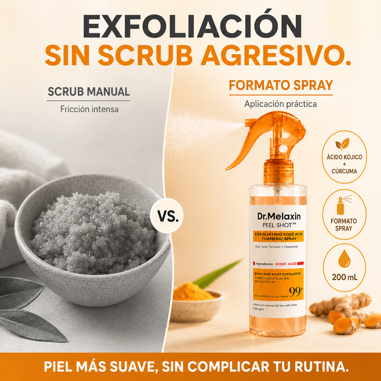 Dr. Melaxin Peel Shot – Spray Exfoliante Corporal 200 mL