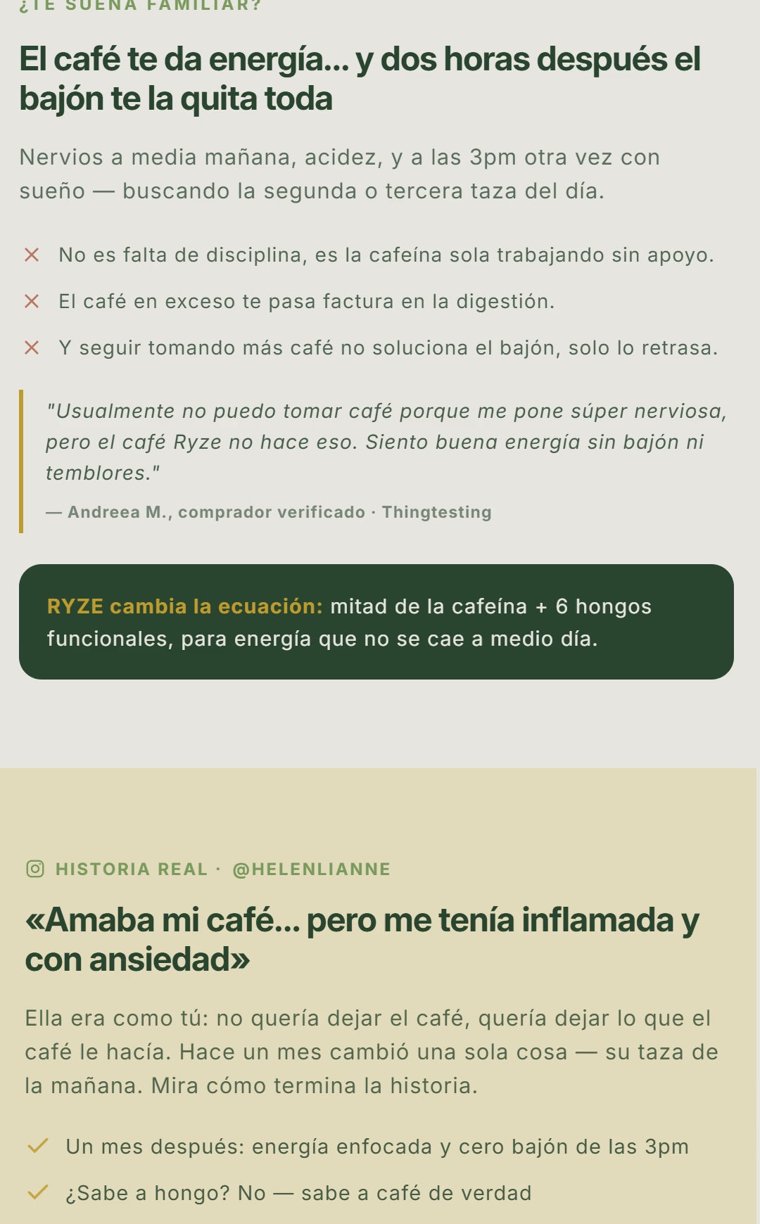Preparación real de café de hongos RYZE Natural Hubb